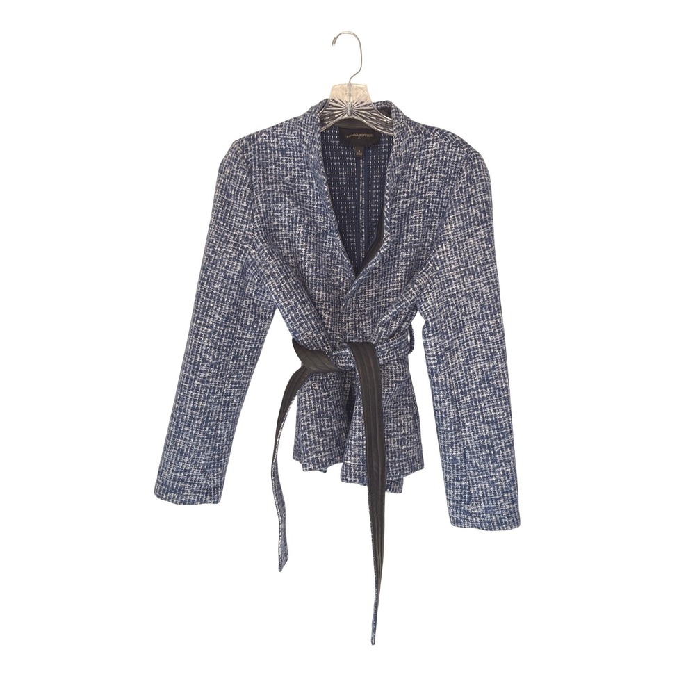 Banana Republic Textured Tie Jacket Blazer Blue Heather Women's Office Size 8